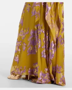 Kaftan Leonor mit Fil Coupé Gelb