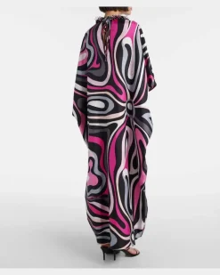 Kaftan Marmo aus Seiden-Twill Multicolor
