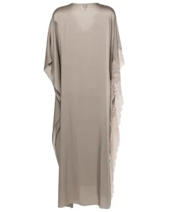 Kaftan mit Spitzenborte - Grau