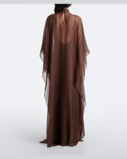 Kaftan Muscat aus Seiden-Crêpe Braun