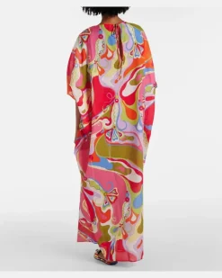 Kaftan Orchidee aus Baumwollmusselin Multicolor