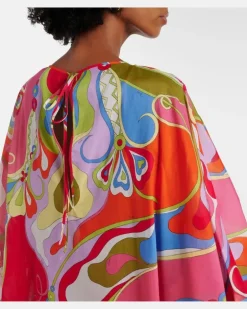 Kaftan Orchidee aus Baumwollmusselin Multicolor