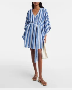 Kaftan Petra aus Häkelstrick Blau