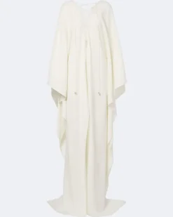 Kaftan Sahara aus Crêpe Cady Weiß