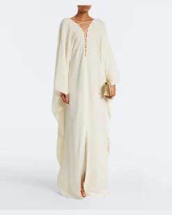 Kaftan Sahara aus Crêpe Cady Weiß