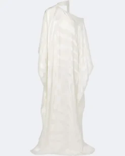 Kaftan Streep aus Fil Coupé Weiß