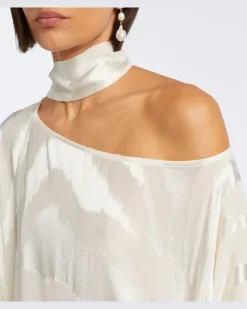 Kaftan Streep aus Fil Coupé Weiß