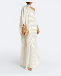 Kaftan Streep aus Fil Coupé Weiß