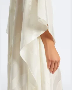 Kaftan Streep aus Fil Coupé Weiß