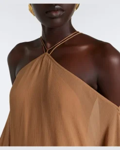 Kaftan Sza Sza Spirito mit Federn Beige