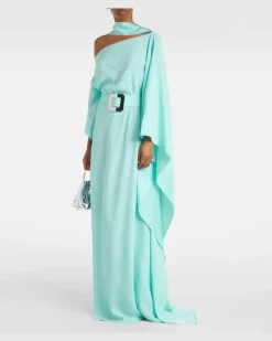 Kaftan Taylor aus Crêpe-Cady Blau