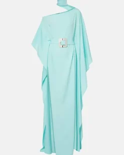 Kaftan Taylor aus Crêpe-Cady Blau
