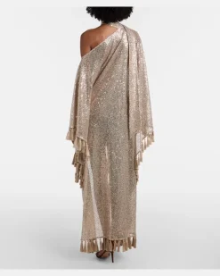Kaftan Trebbia aus Mesh mit Pailletten Gold