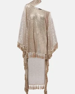 Kaftan Trebbia aus Mesh mit Pailletten Gold