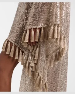 Kaftan Trebbia aus Mesh mit Pailletten Gold