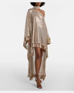 Kaftan Trebbia aus Mesh mit Pailletten Gold