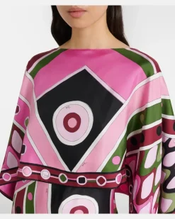 Kaftan Vivara aus Seidensatin Rosa