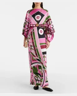 Kaftan Vivara aus Seidensatin Rosa