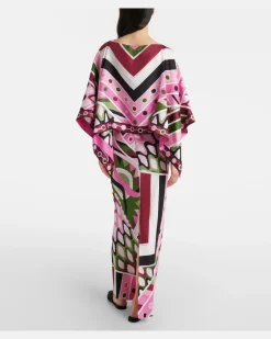 Kaftan Vivara aus Seidensatin Rosa