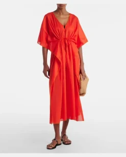 Kaftan Voilier aus Baumwoll-Voile Orange