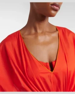 Kaftan Voilier aus Baumwoll-Voile Orange