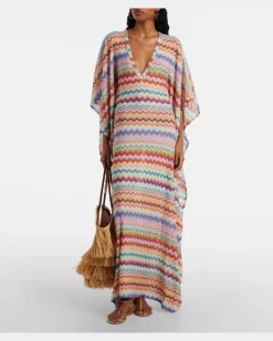 Kaftan Zigzag aus Häkelstrick Multicolor