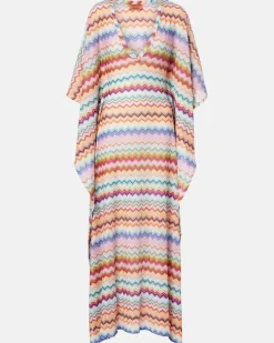 Kaftan Zigzag aus Häkelstrick Multicolor