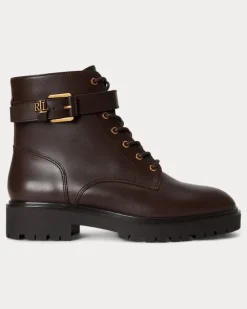 Kalbslederstiefelette Allyson mit Logo Brown