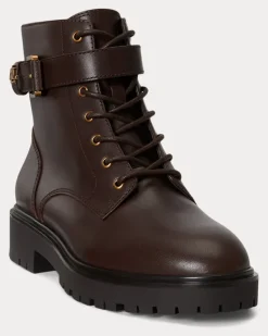 Kalbslederstiefelette Allyson mit Logo Brown