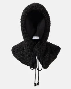 Kapuze aus Faux Shearling Schwarz