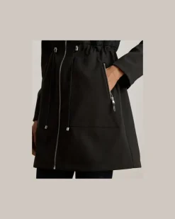 Kapuzen-Steppjacke mit Schornsteinkragen Black