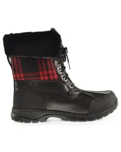 Karierte Butte Stiefel - Schwarz