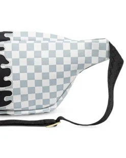 Karierte Gürteltasche mit Hai-Motiv - Schwarz