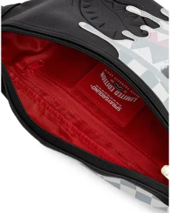 Karierte Gürteltasche mit Hai-Motiv - Schwarz