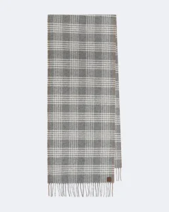 Karierter Schal aus Seide, Wolle und Cashmere Grau