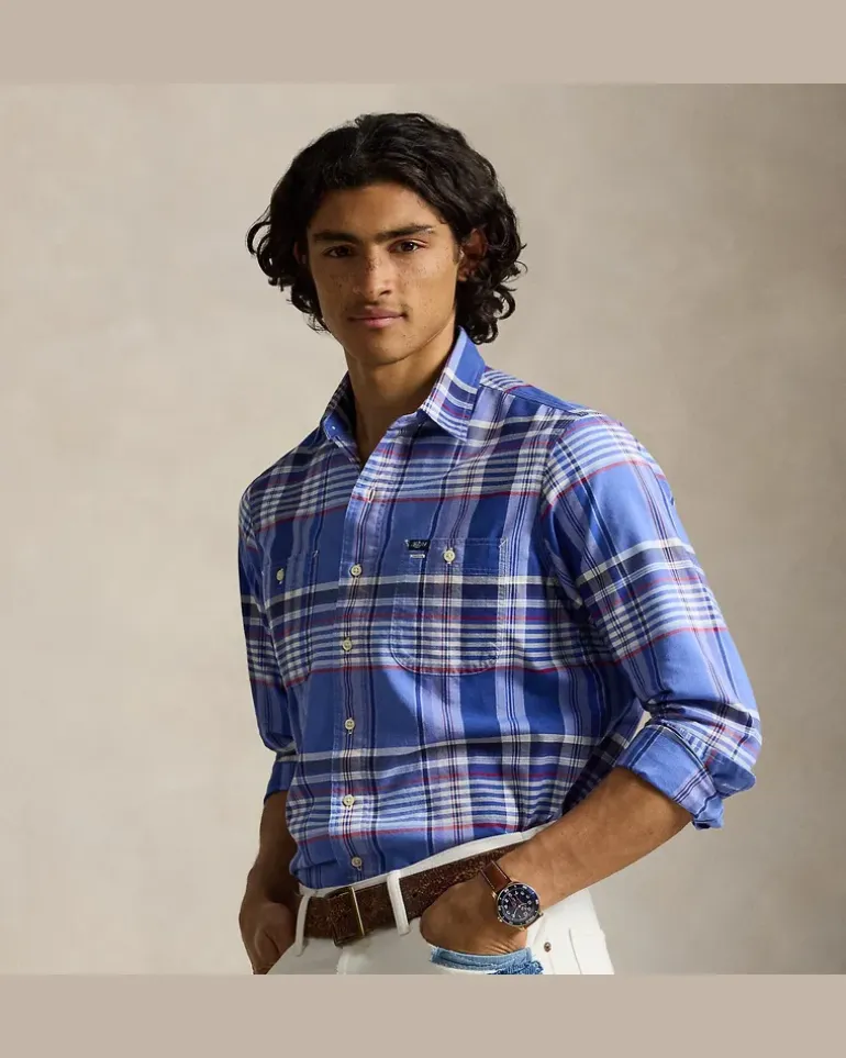 Kariertes Classic-Fit Oxford-Arbeitshemd Blue