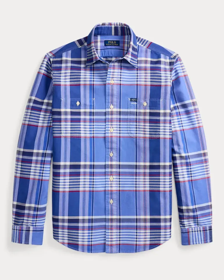 Kariertes Classic-Fit Oxford-Arbeitshemd Blue