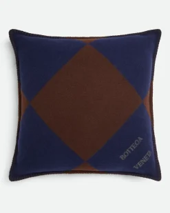 Kariertes Jacquard-Kissen-Blau - Unisex