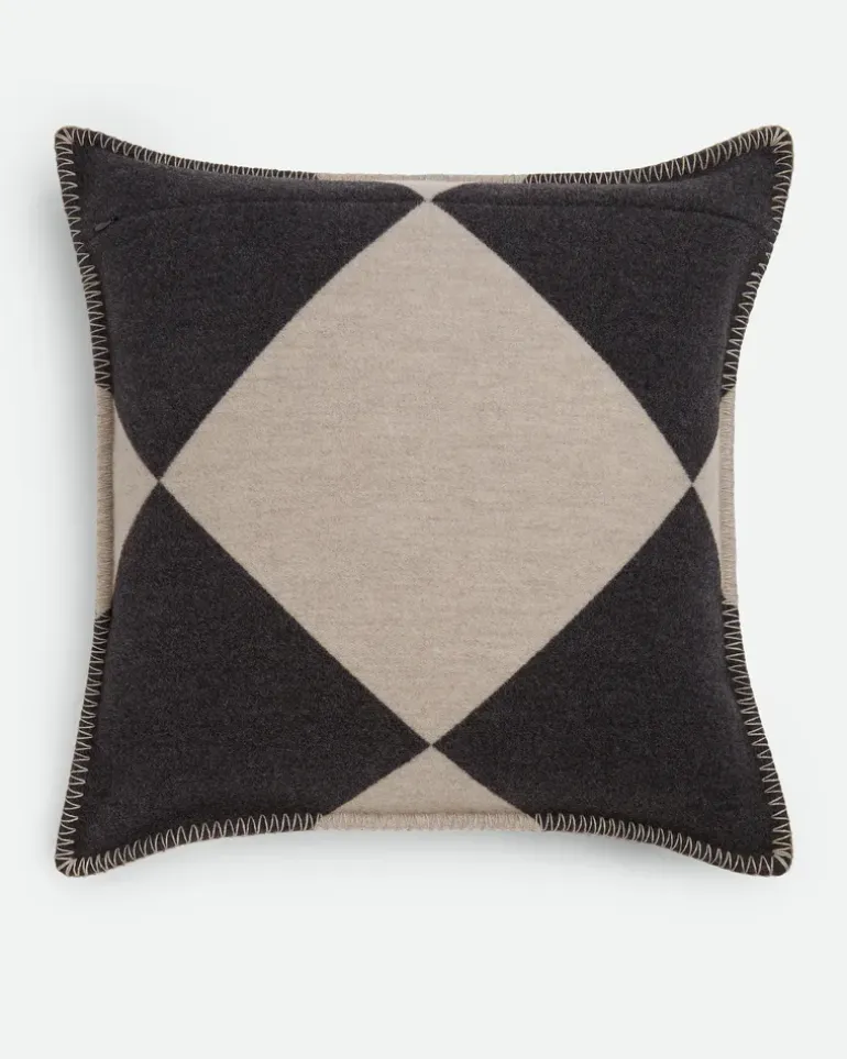 Kariertes Jacquard-Kissen-Grau & Silberfarben - Unisex