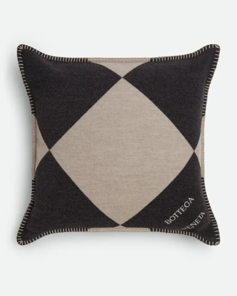 Kariertes Jacquard-Kissen-Grau & Silberfarben - Unisex