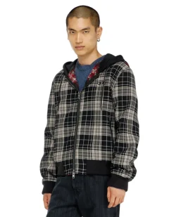 Karo - Karo-bomberjacke mit flanellmuster und teddyfutter - Winterjacken - Herren - Bunt