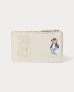 Kartenetui aus Leder mit Polo Bear Cream