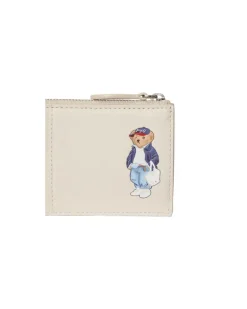 Kartenetui aus Leder mit Polo Bear Cream