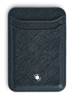 Kartenetui 2 cc für iPhone mit MagSafe aus hochwertigem Leder - Tweed-Blau - Leder - MB220400 - Brieftaschen