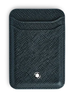 Kartenetui 2 cc für iPhone mit MagSafe aus hochwertigem Leder - Tweed-Blau - Leder - MB220400 - Brieftaschen