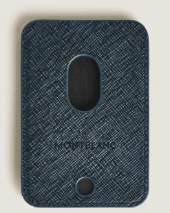 Kartenetui 2 cc für iPhone mit MagSafe aus hochwertigem Leder - Tweed-Blau - Leder - MB220400 - Brieftaschen
