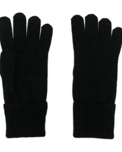 Kaschmirhandschuhe mit Logo-Patch - Schwarz
