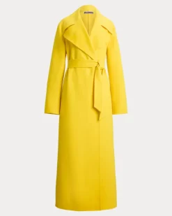 Kaschmirmantel Micaela mit Bindegürtel Yellow