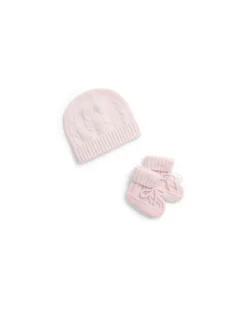 Kaschmirmütze und Babyschuhe im Set Pink