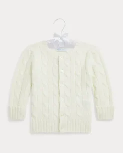 Kaschmirstrickjacke mit Zopfmuster White